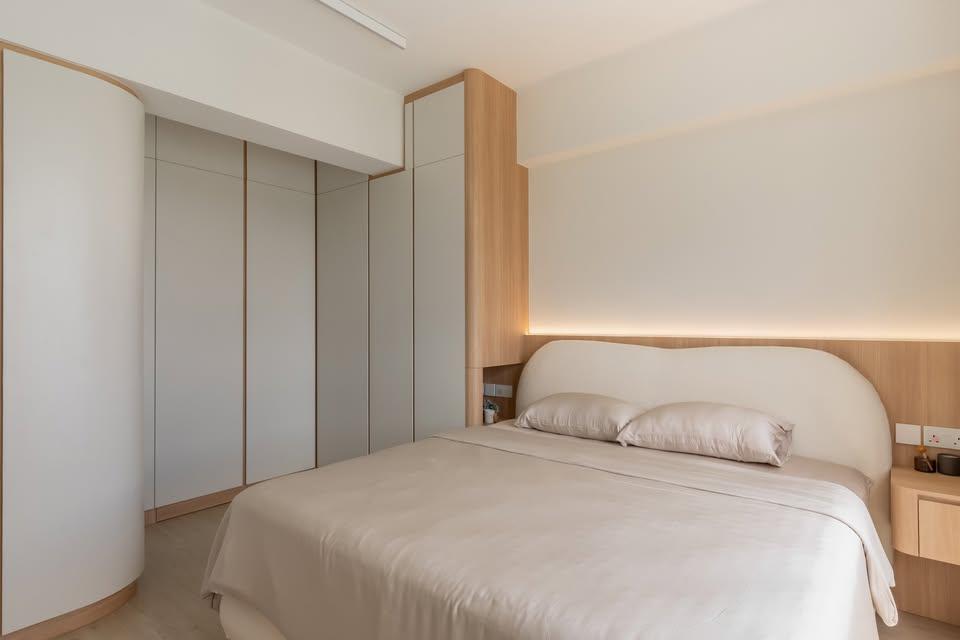 Modern Bedroom with Wardrobe and Bedside Table