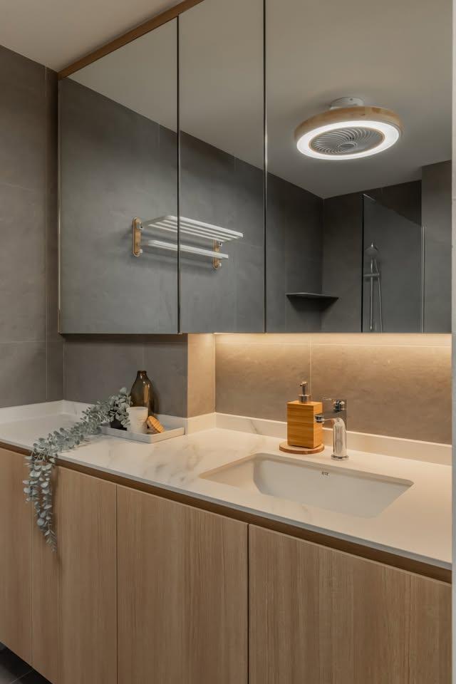 Modern Bathroom with Mirror and Wall Mirror