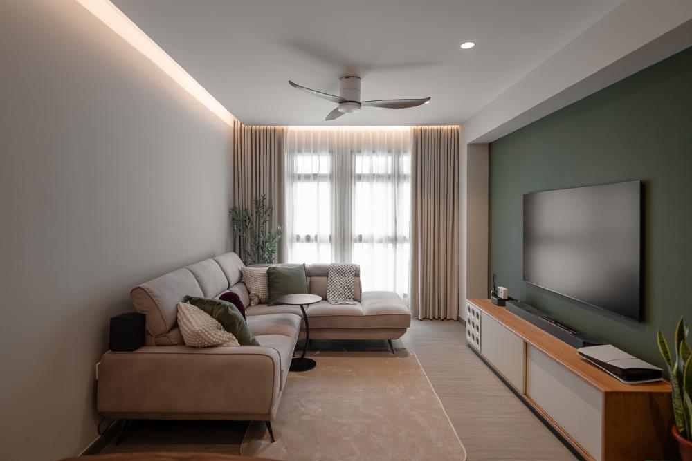 Modern Living Room with Vinyl Flooring and Sofa