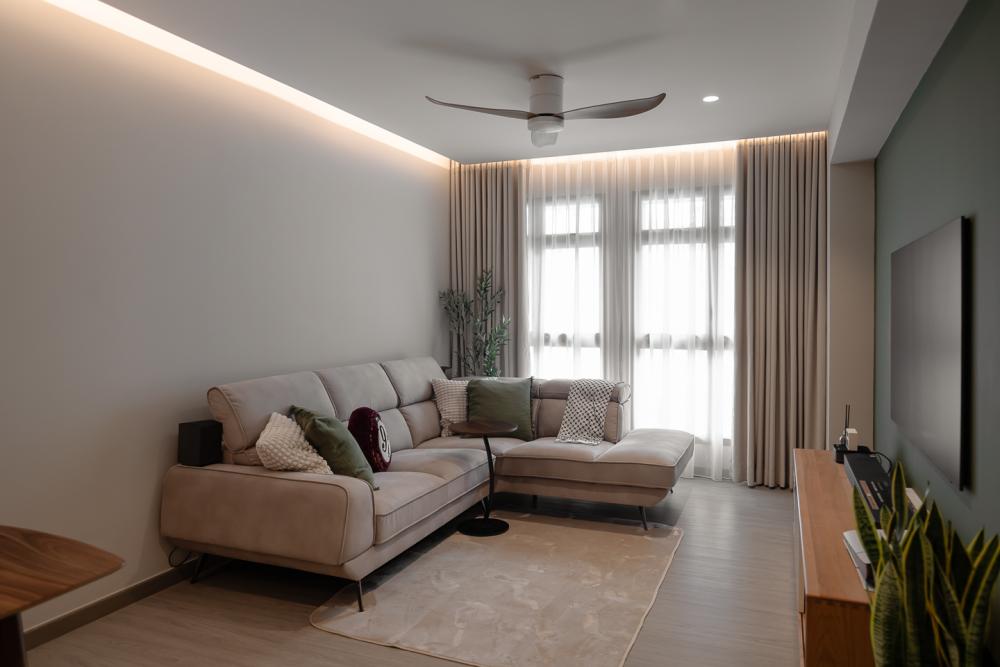Modern Living Room with Vinyl Flooring and Sofa