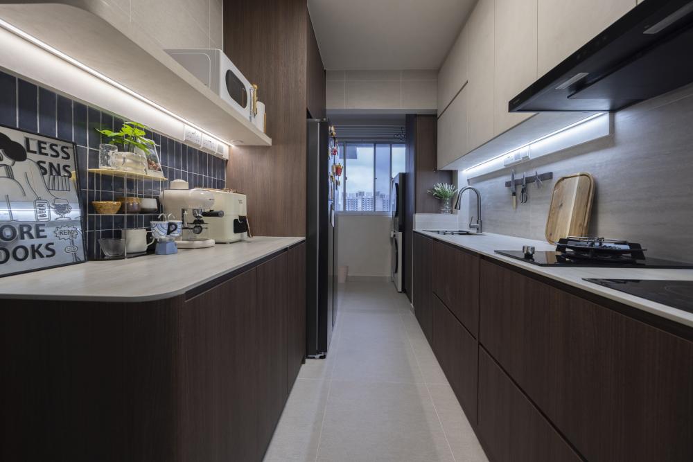 Contemporary Kitchen with Kitchen Window and Open Kitchen
