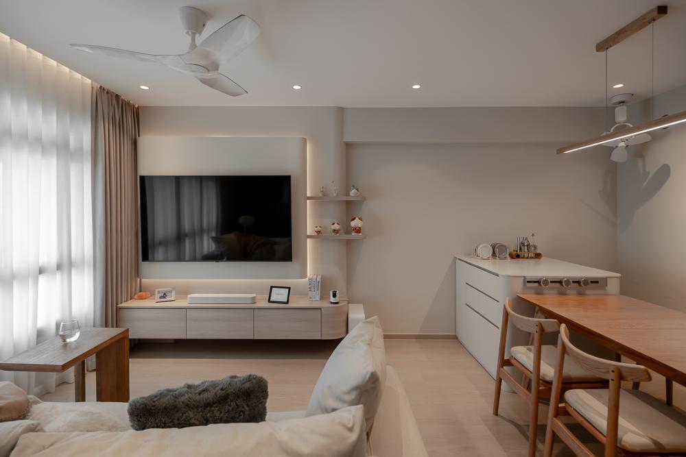 Scandinavian Living Room with TV Console and Sofa