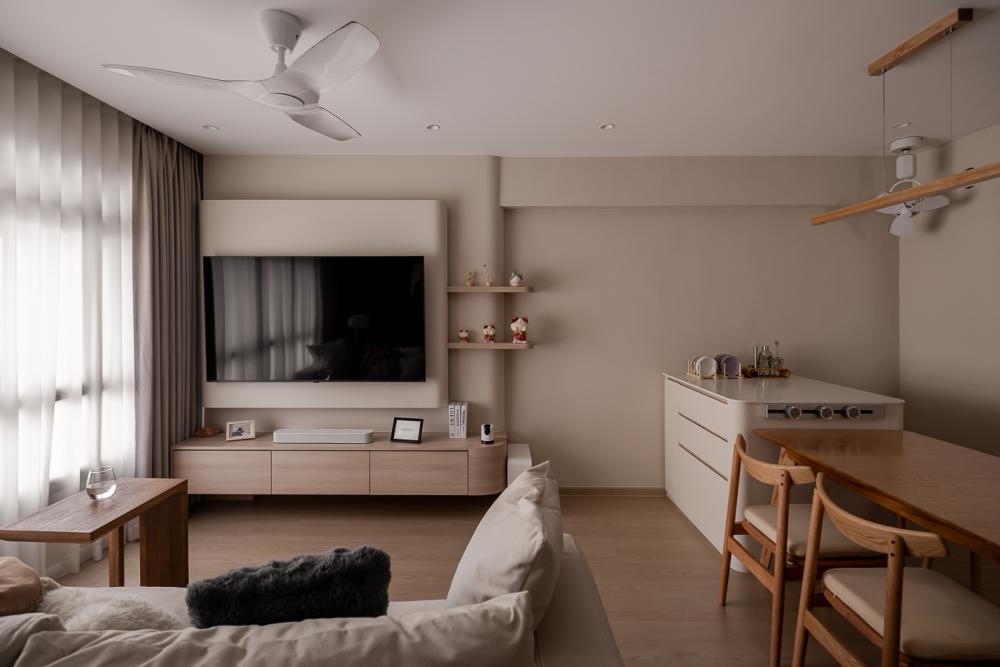 Scandinavian Living Room with TV Console and Sofa