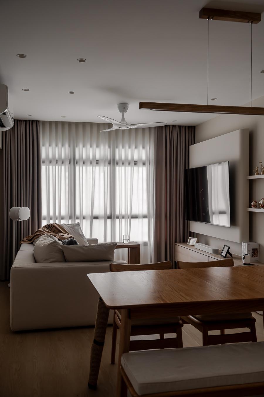 Scandinavian Living Room with TV Console and TV