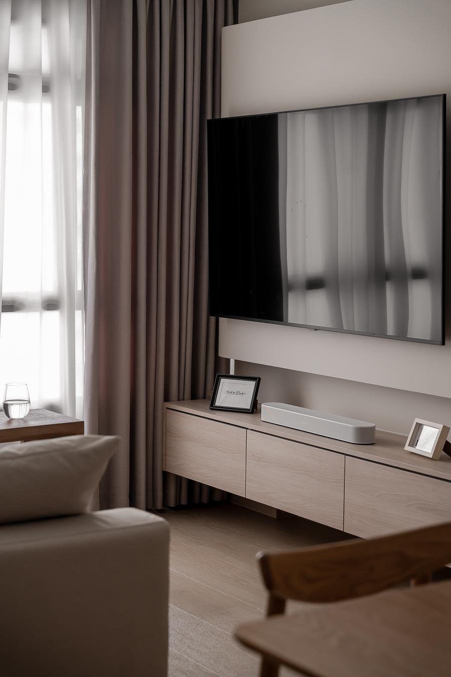 Scandinavian Living Room with TV Console and TV