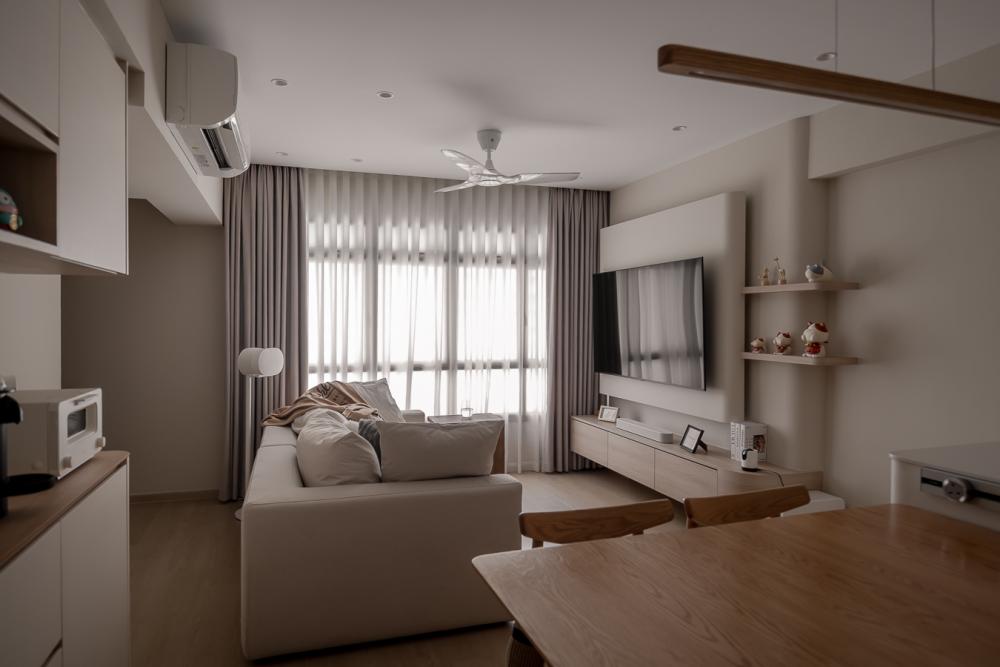 Scandinavian Living Room with TV Console and Sofa