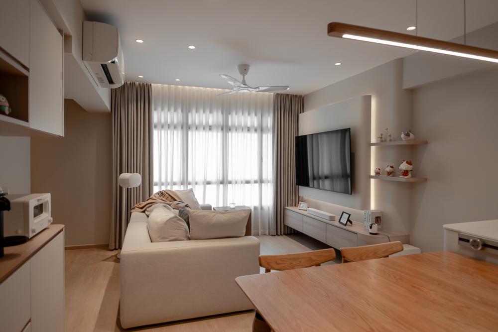 Scandinavian Living Room with TV Console and Sofa