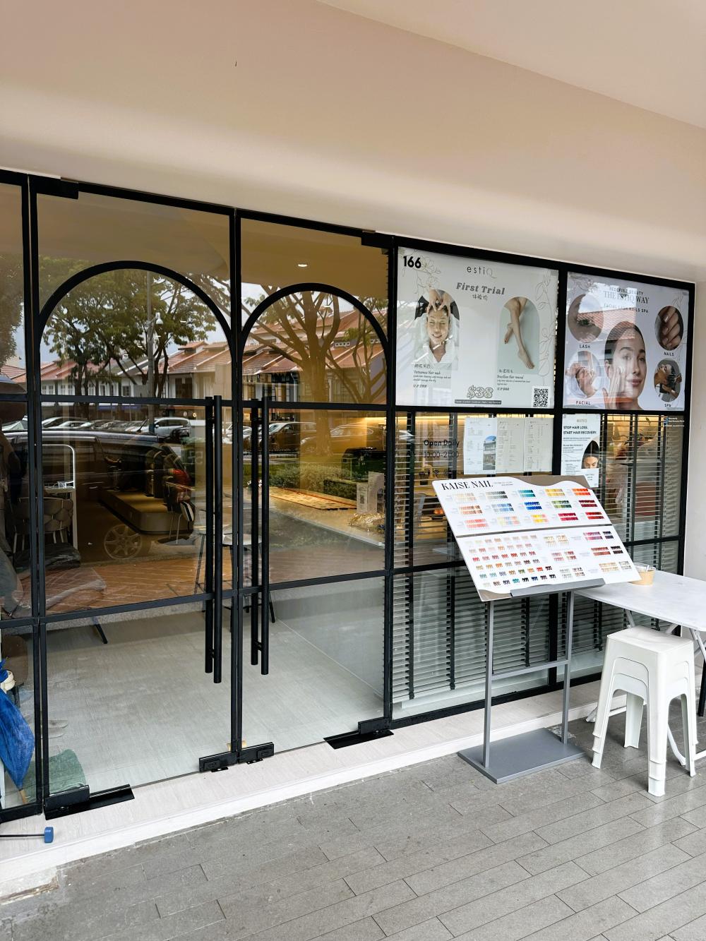 Modern Entryway with Mirror and Glass Door