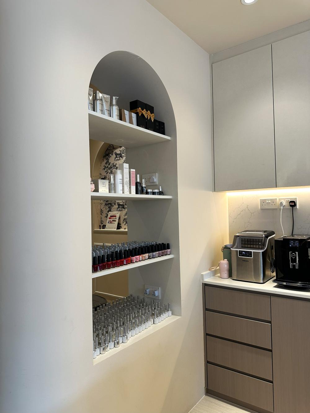 Modern Pantry with Feature Wall and Kitchen Island