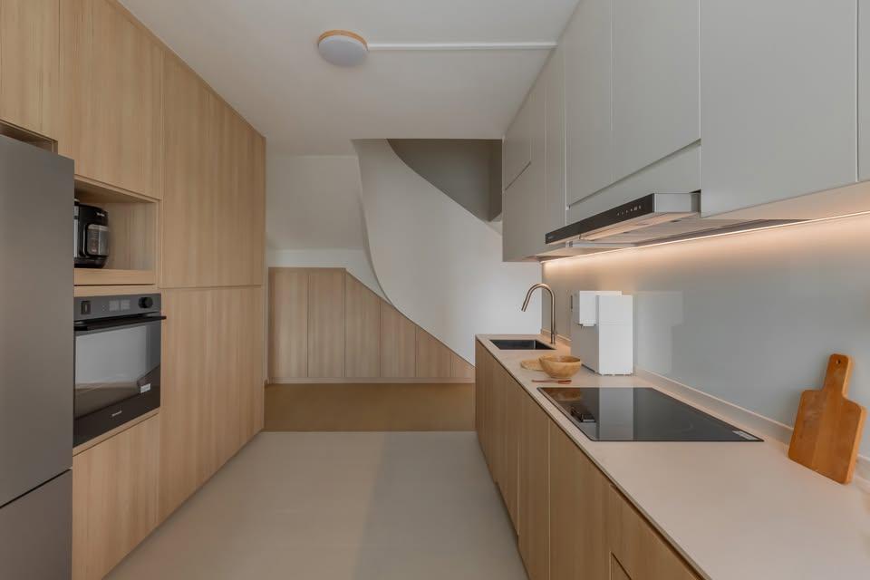 Scandinavian Kitchen with Oven and Refrigerator