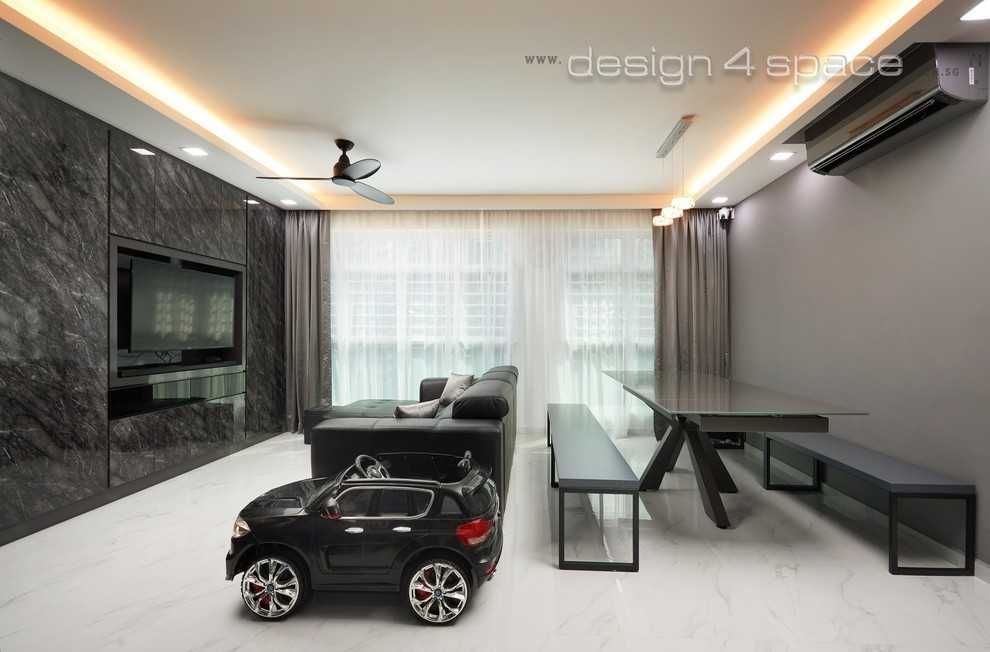 Transitional Living Room with TV Console and Sofa