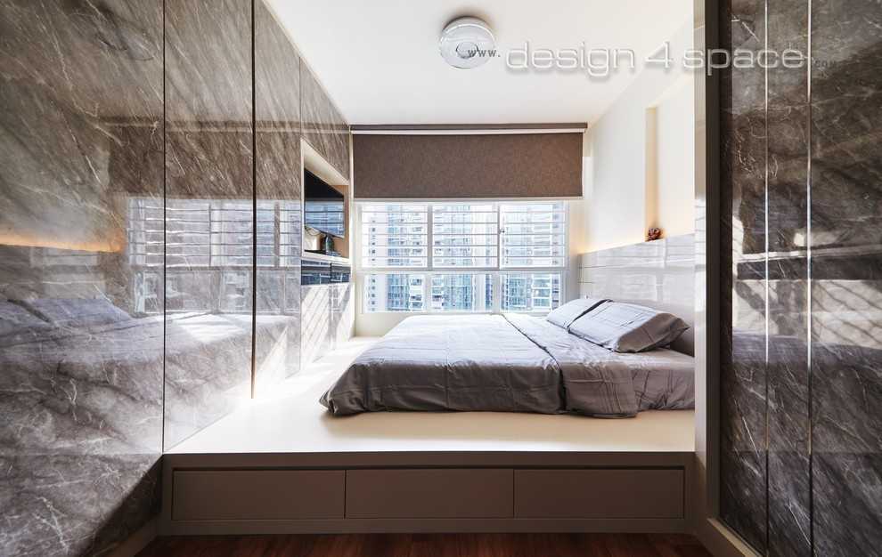 Transitional Bedroom with Wood Flooring and Cove Lighting
