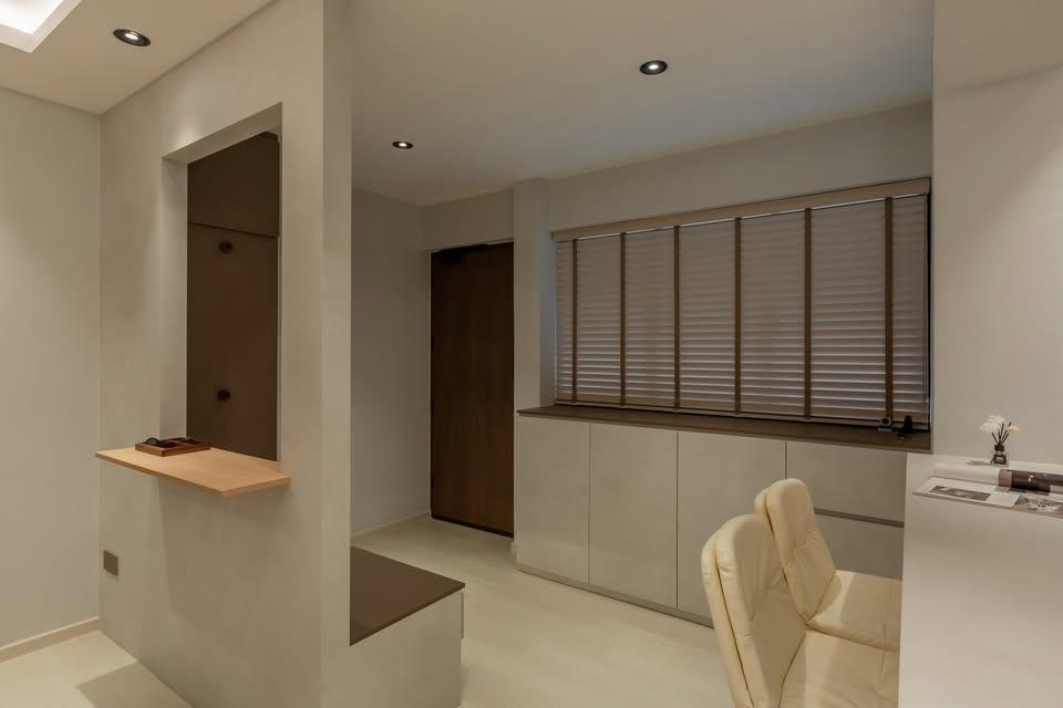 Modern Entryway with Seating Bench and Small Storage