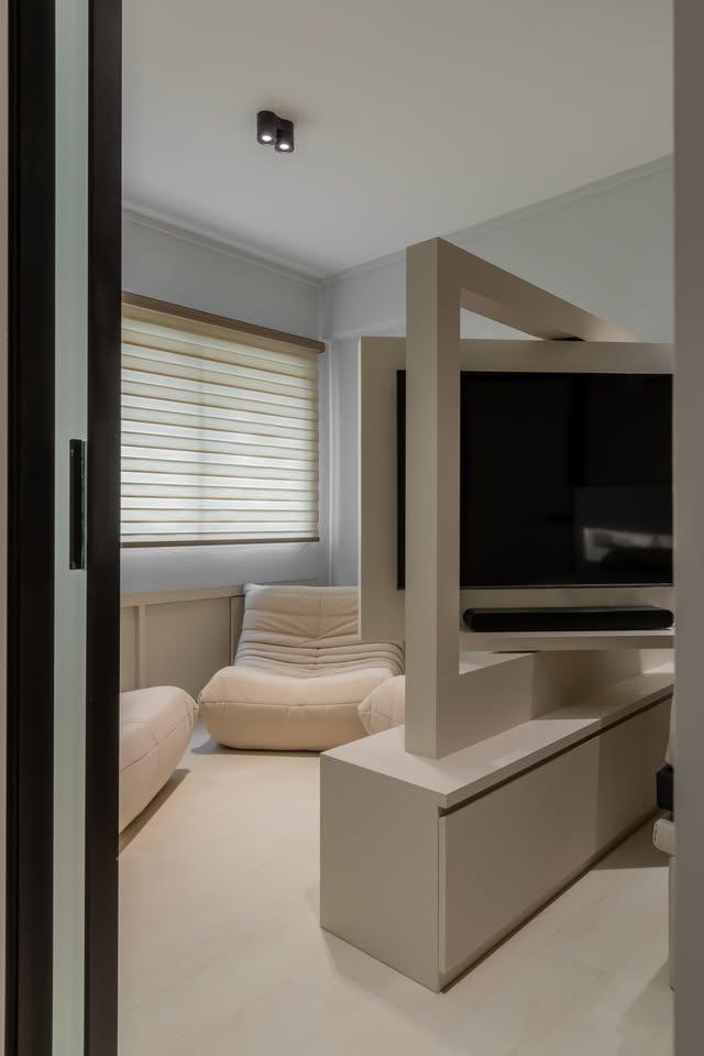 Modern Bedroom with Lighting and Blinds