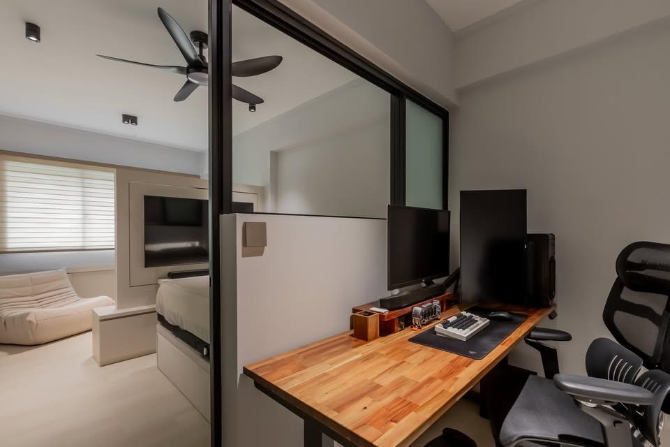 Modern Workstation with Desk Chairs and Computer Table