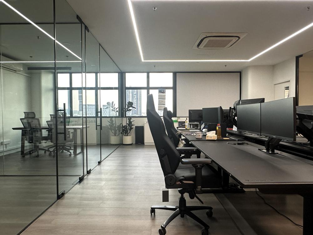 Modern Office with Desk and Desk Chairs