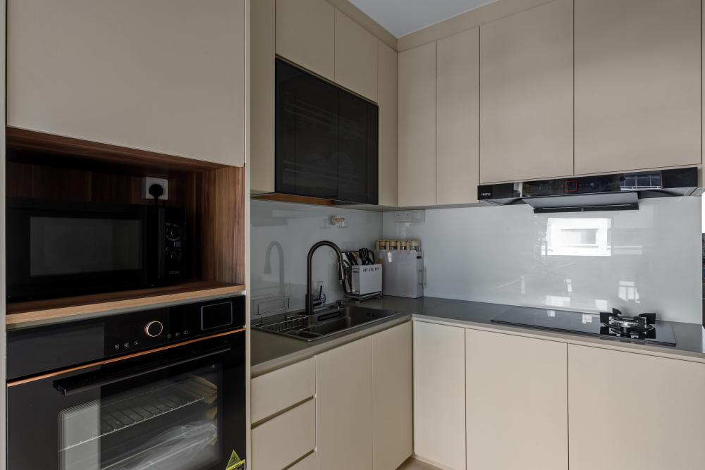 Scandinavian Kitchen with Countertop and Cupboard