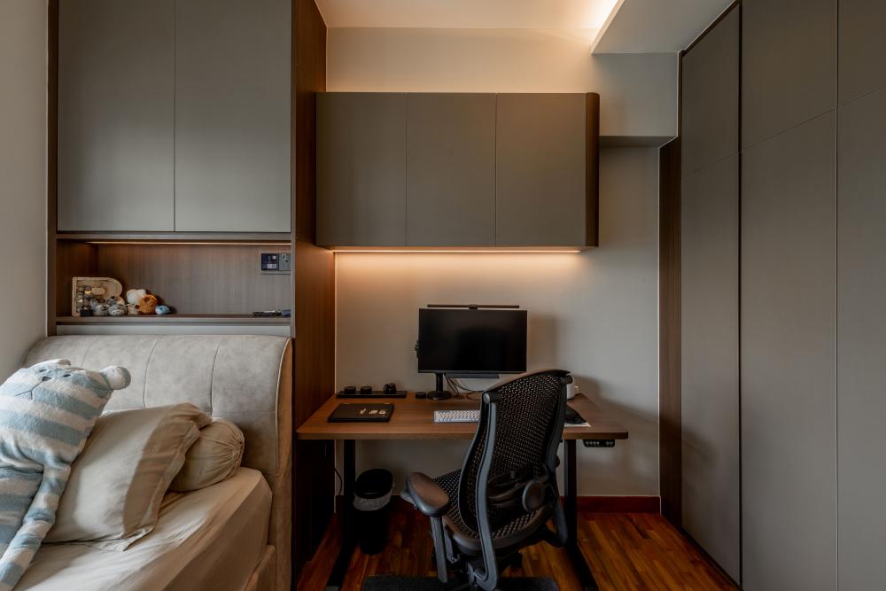 Contemporary Kids Room with Bookshelf and Children's Accessories