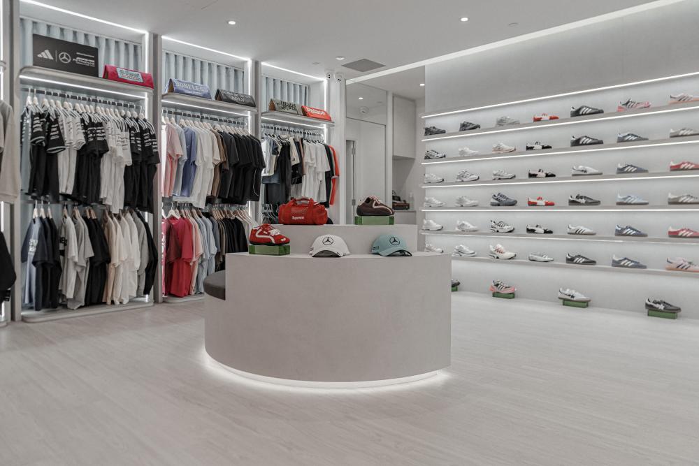 Contemporary Retail with Glass Door and Wall Shelves