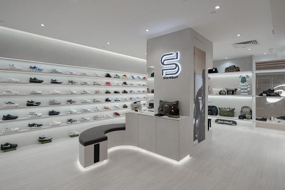 Contemporary Retail with Bookshelf and Wall Shelves