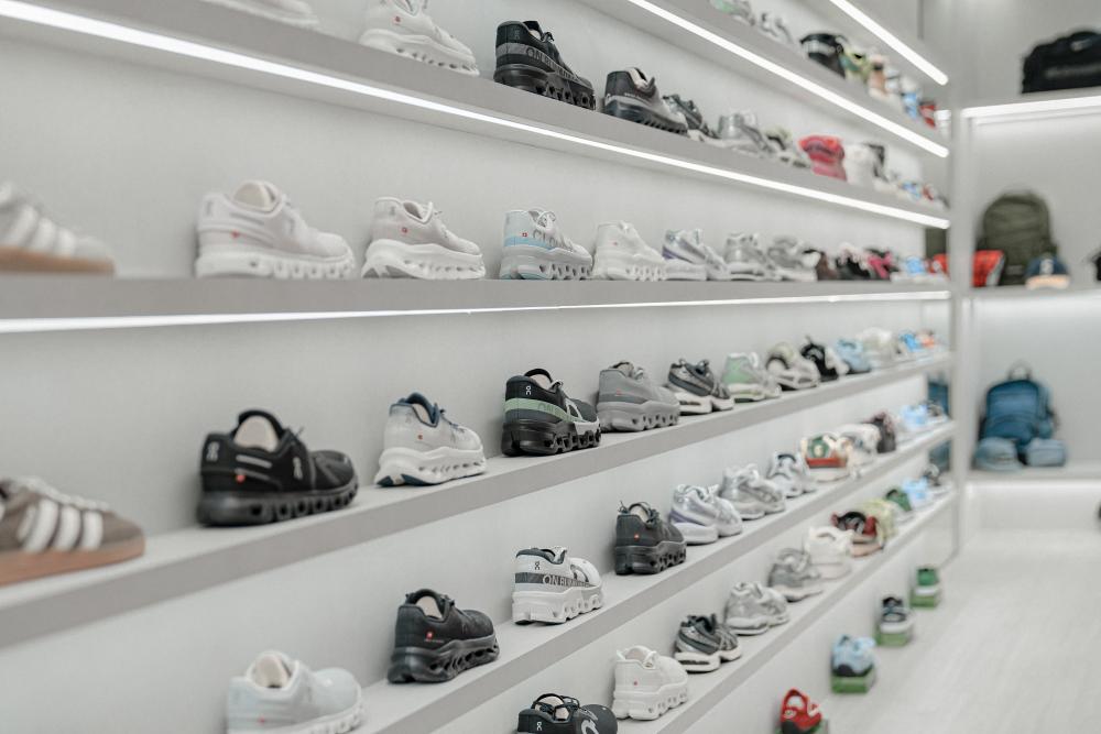 Contemporary Retail with Shoe Rack and Wall Shelves