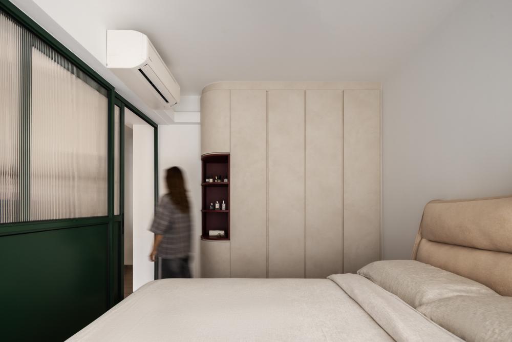 Eclectic Bedroom with Wardrobe and Display Cabinets
