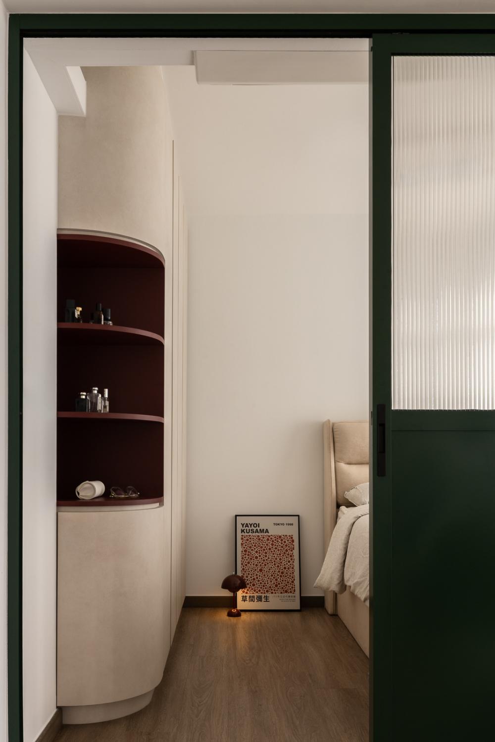 Eclectic Bedroom with Vinyl Flooring and Wardrobe