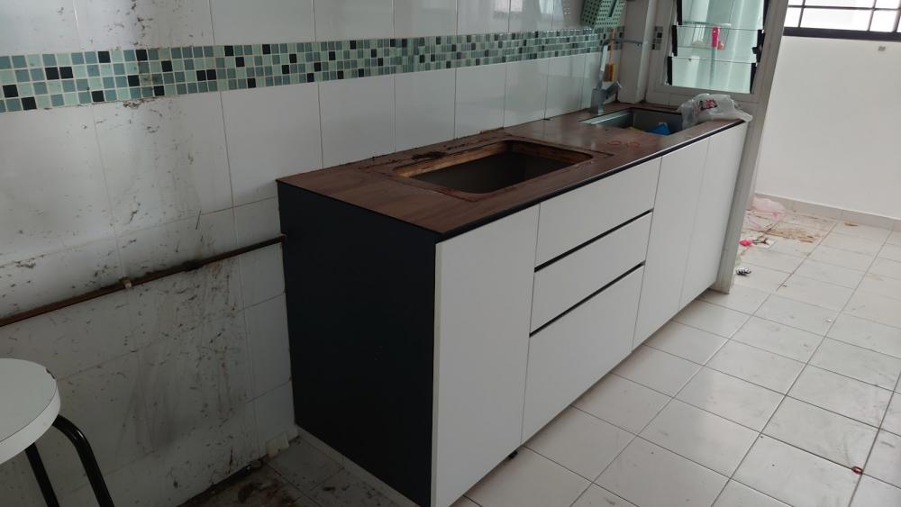 Asian Kitchen with Homogeneous Tiles and Open Kitchen