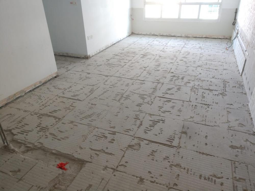Asian Living Room with Vinyl Flooring and Homogeneous Tiles