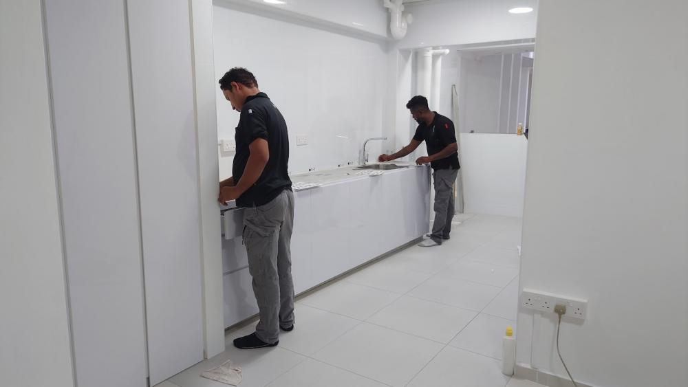 Asian Kitchen with Kitchen Window and Kitchen Island