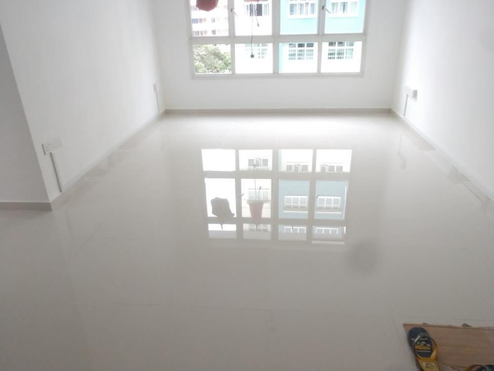 Asian Living Room with Countertop and Vinyl Flooring