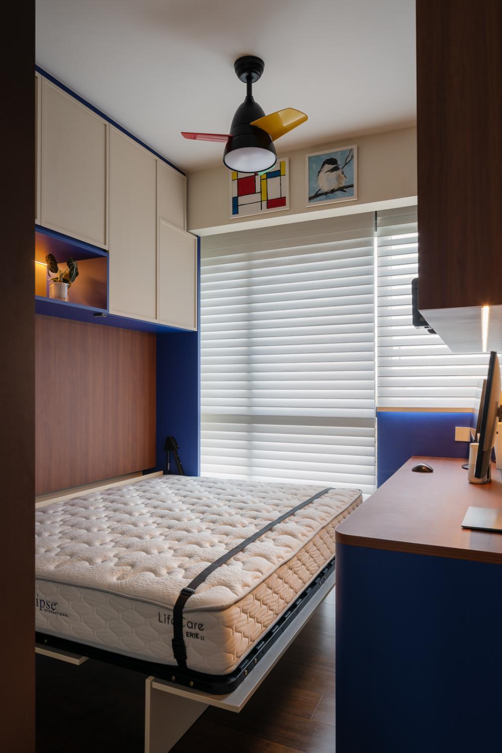 Eclectic Study with Built-in Bed and Desk