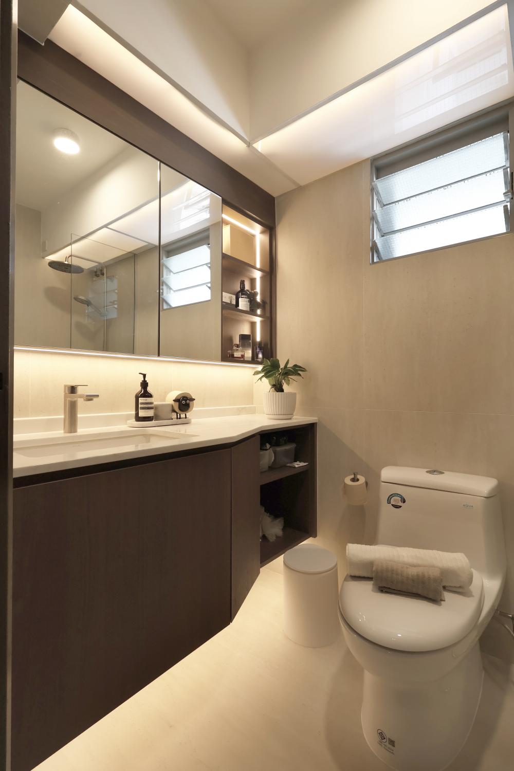 Scandinavian Bathroom with Mirror and Shower Screen