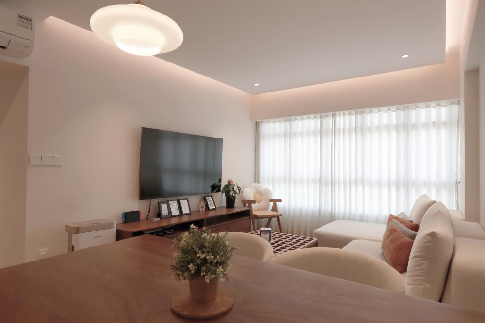 Scandinavian Living Room with Ceiling Light and Sofa