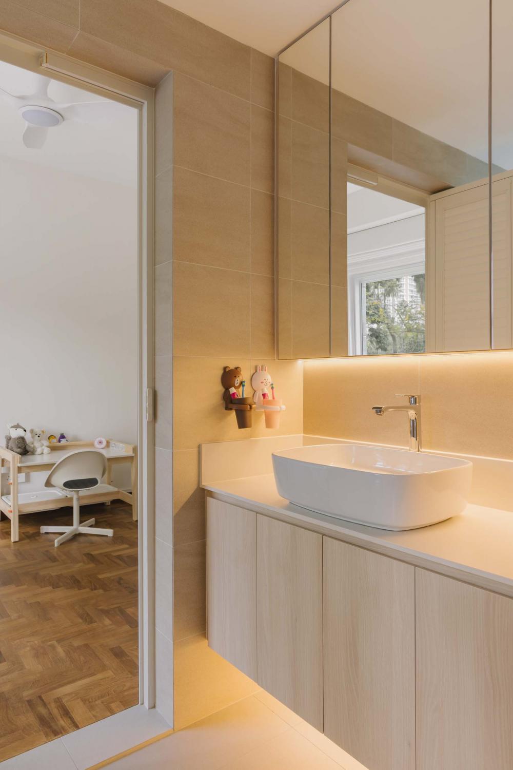 Country Bathroom with Mirror and Bathroom Mirrors