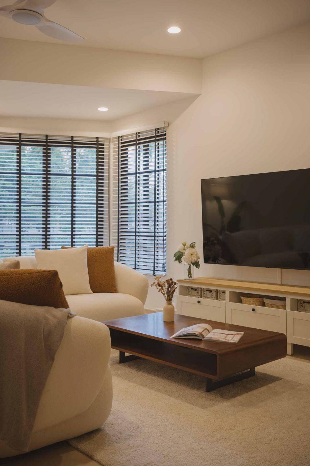 Country Living Room with TV Console and Downlights