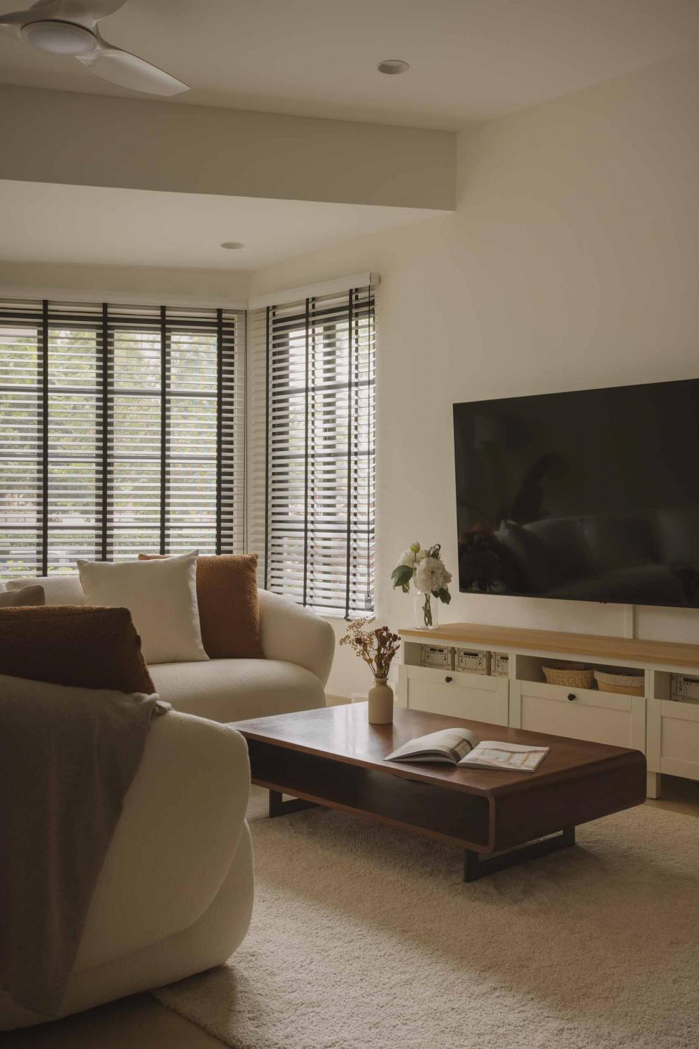 Country Living Room with TV Console and Sofa