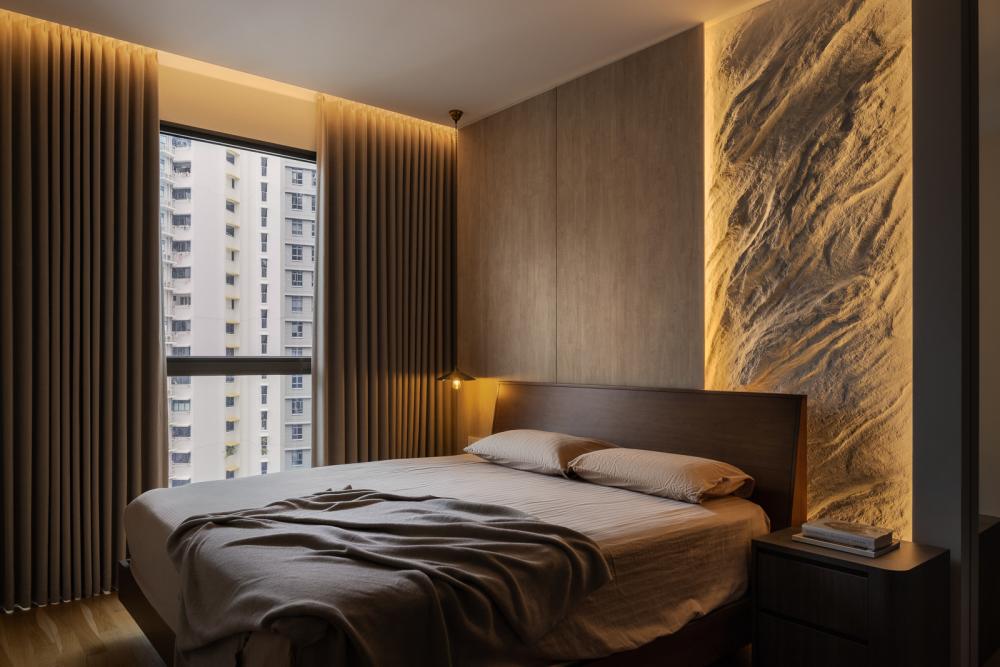 Modern Bedroom with Feature Wall and Cove Lighting