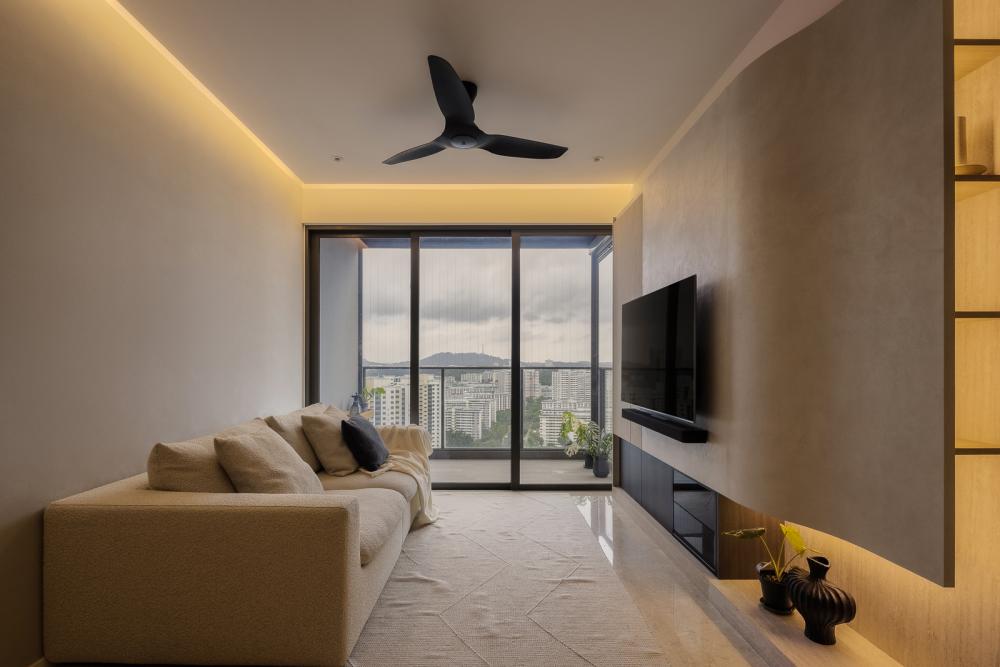 Modern Living Room with TV Console and Feature Wall