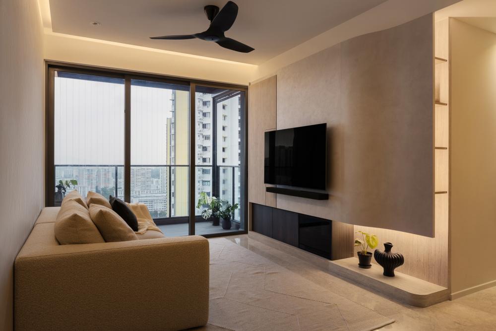Modern Living Room with TV Console and Feature Wall