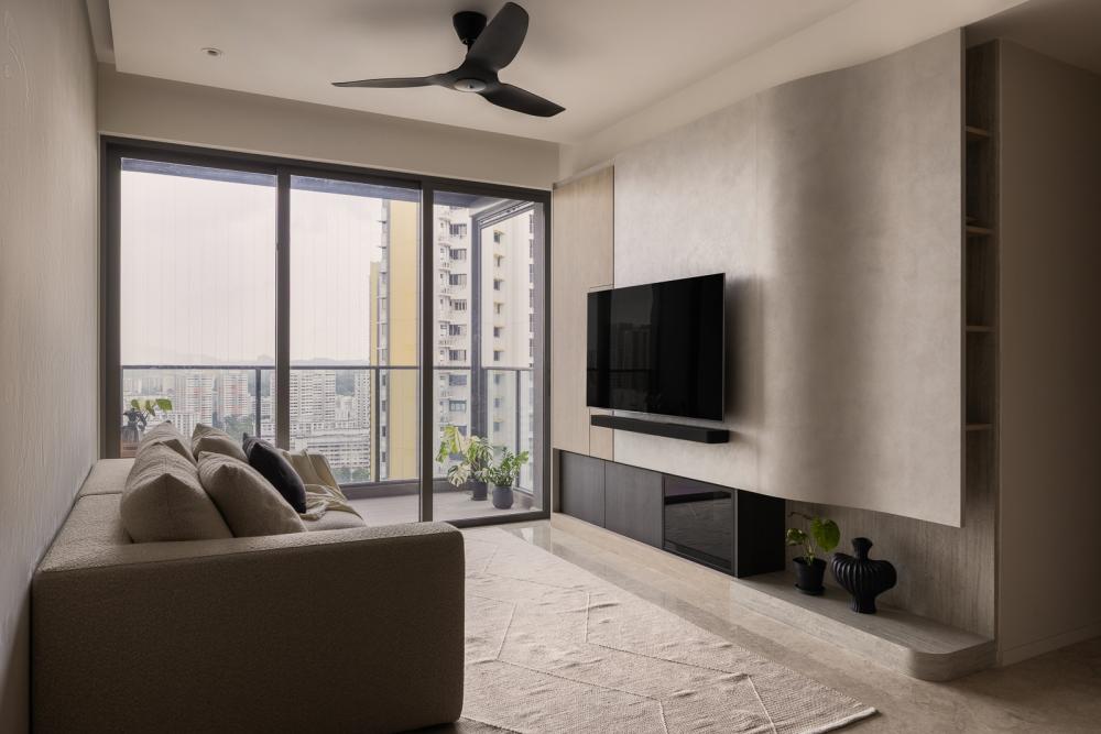 Modern Living Room with TV Console and Feature Wall