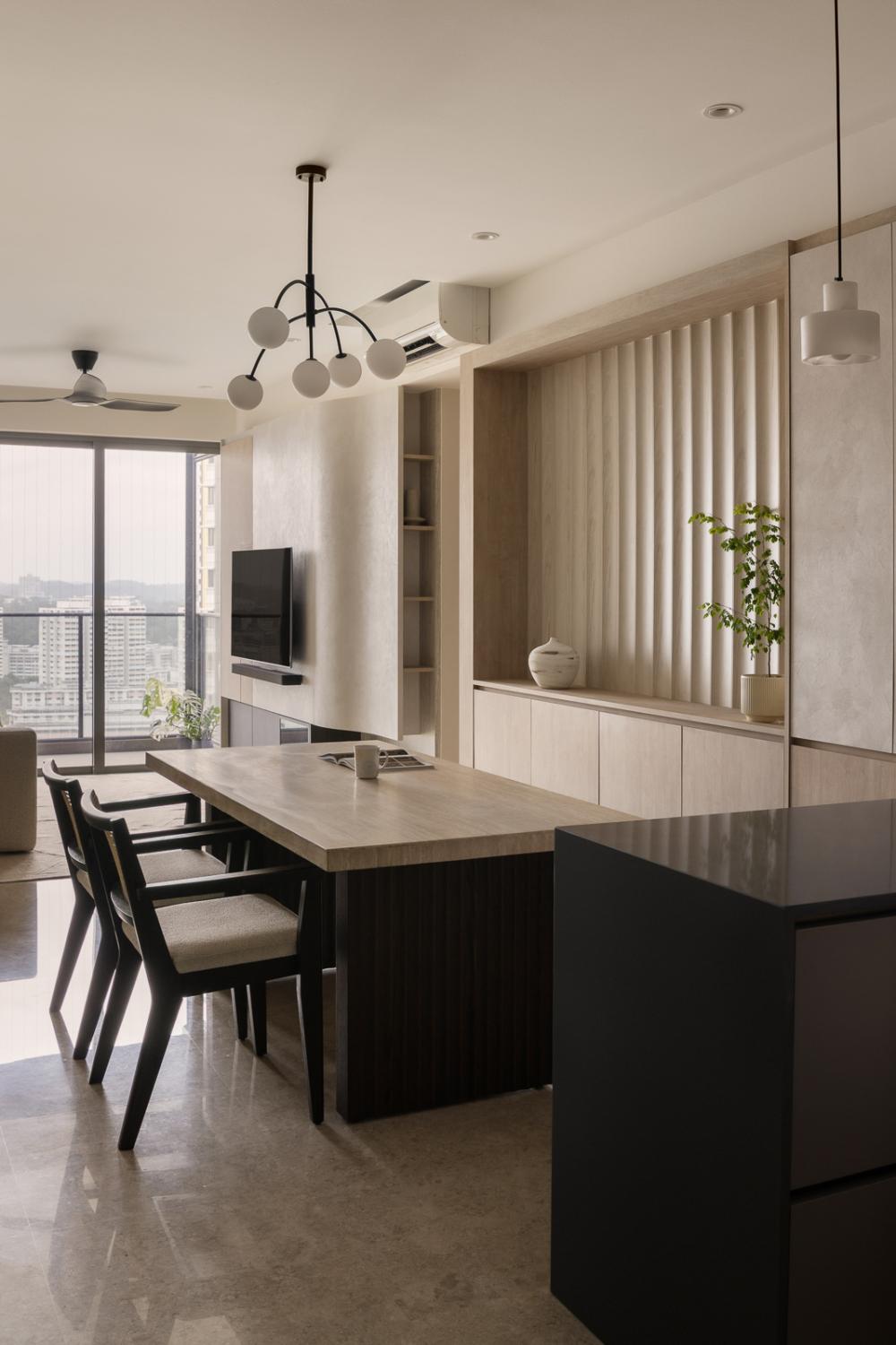 Modern Dining Room with Feature Wall and Dining Table