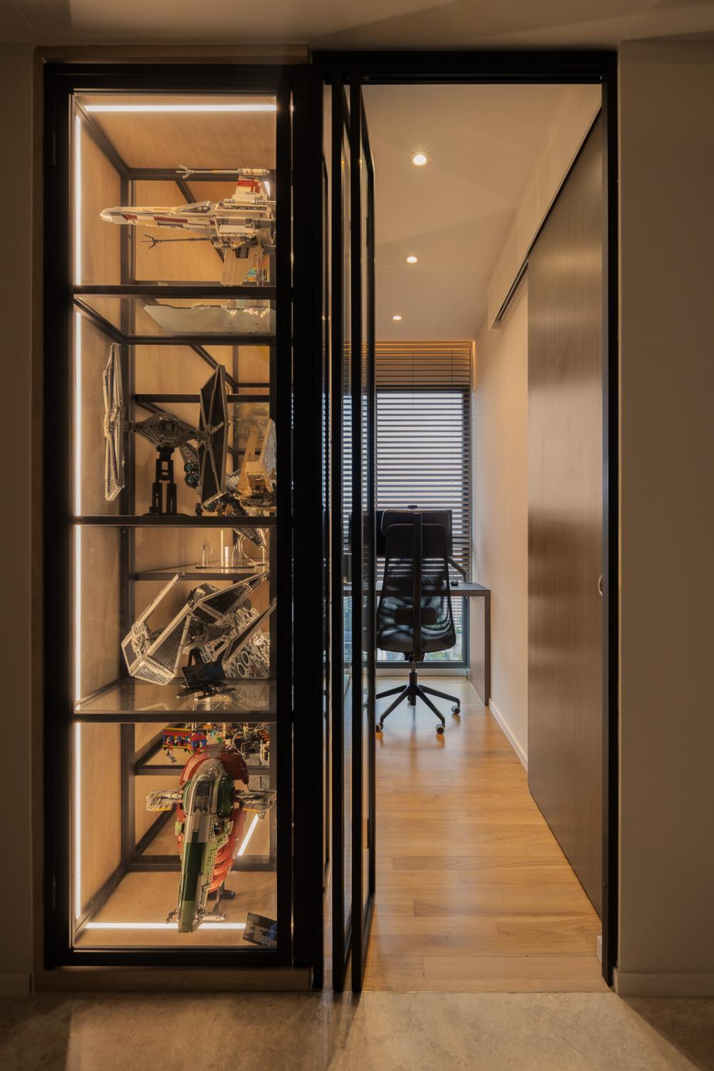 Modern Study with Storage Cabinets and Display Cabinets