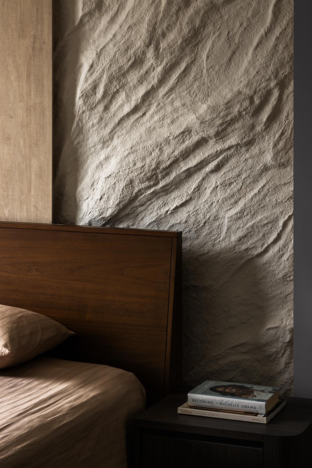 Modern Bedroom with Feature Wall and Bedside Table