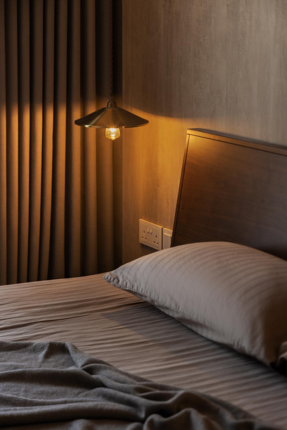 Modern Bedroom with Feature Wall and Wood Feature Wall