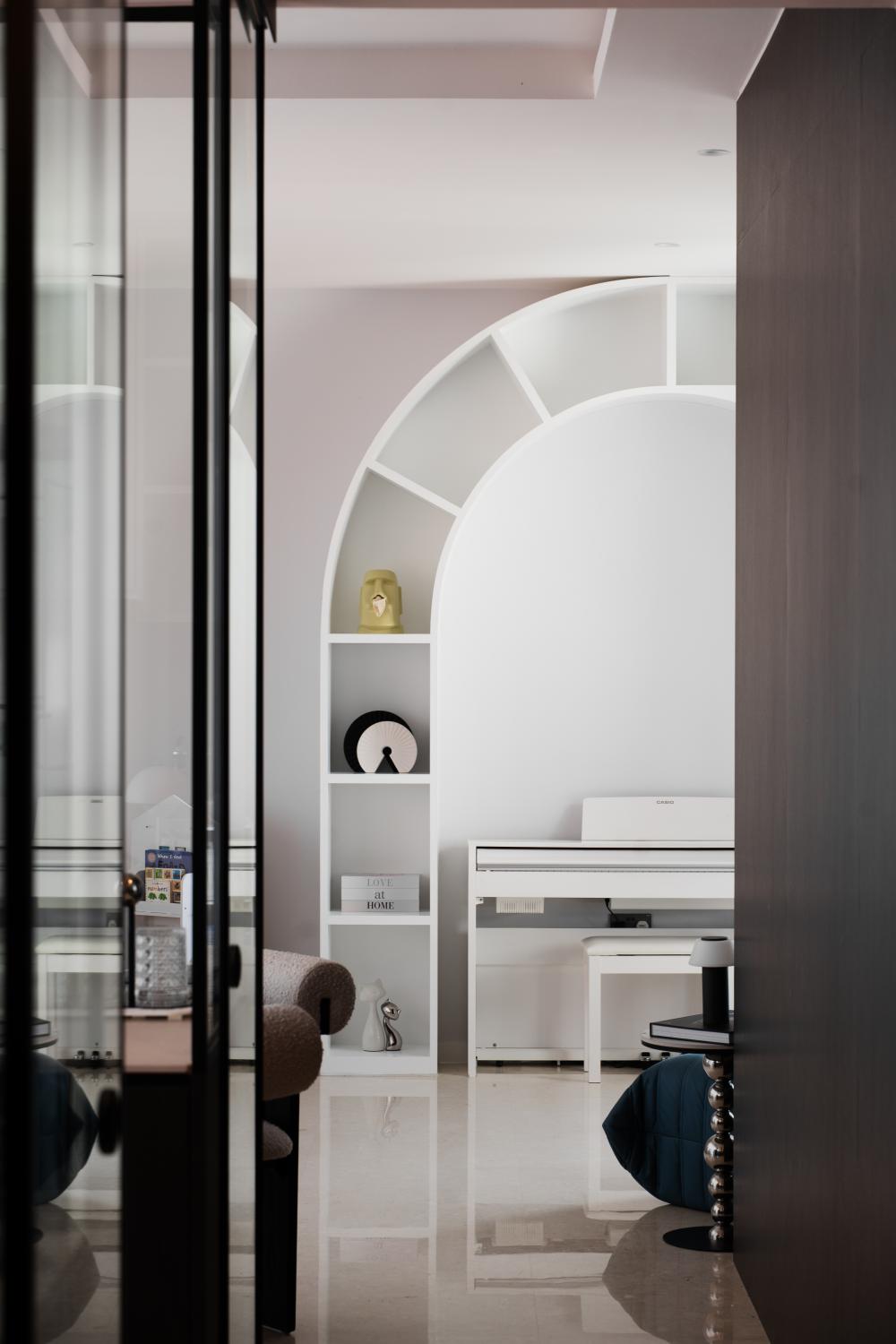 Modern Study with Bookshelf and Storage Cabinets