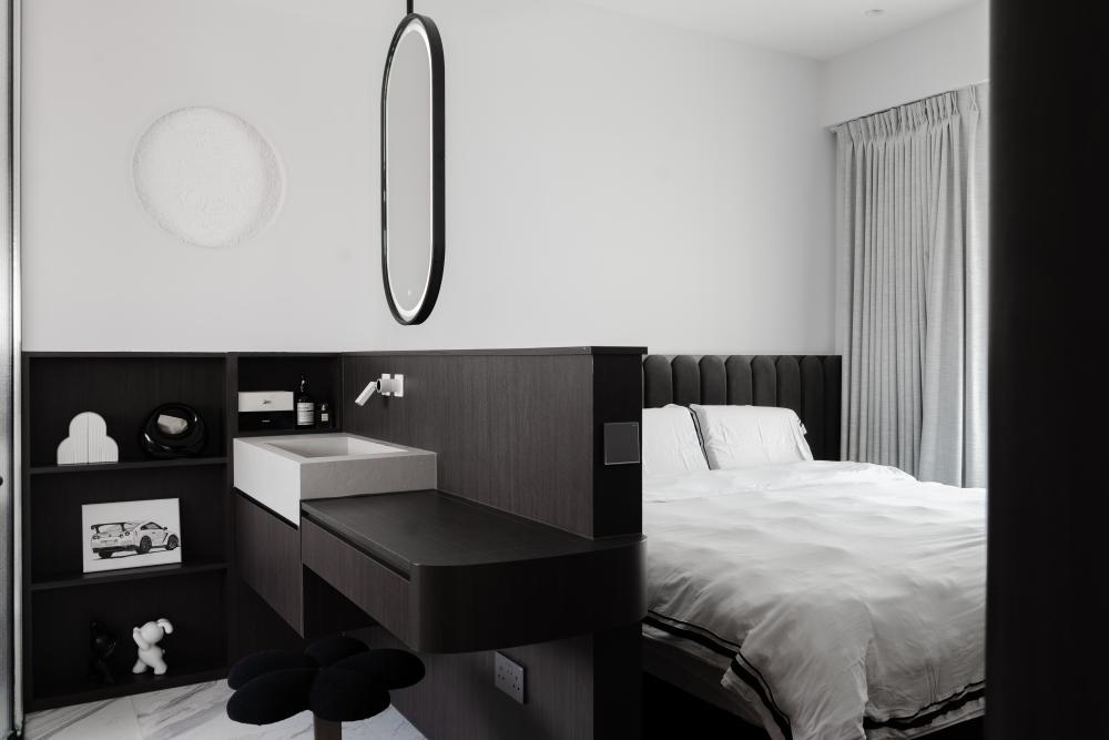 Modern Bedroom with Built-in Bed and Bedside Table