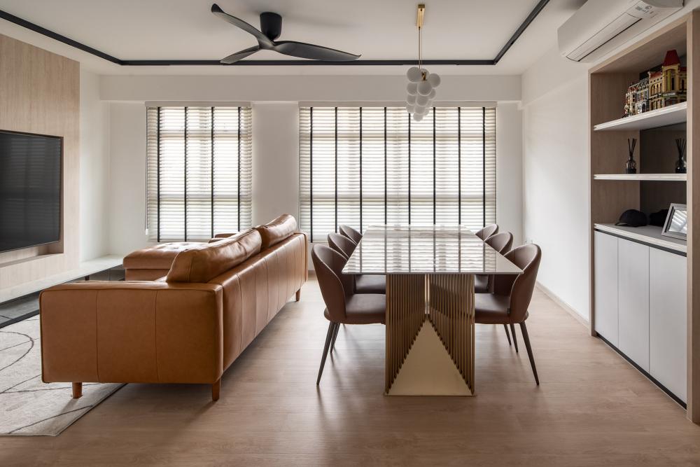 Modern Living Room with TV Console and Downlights