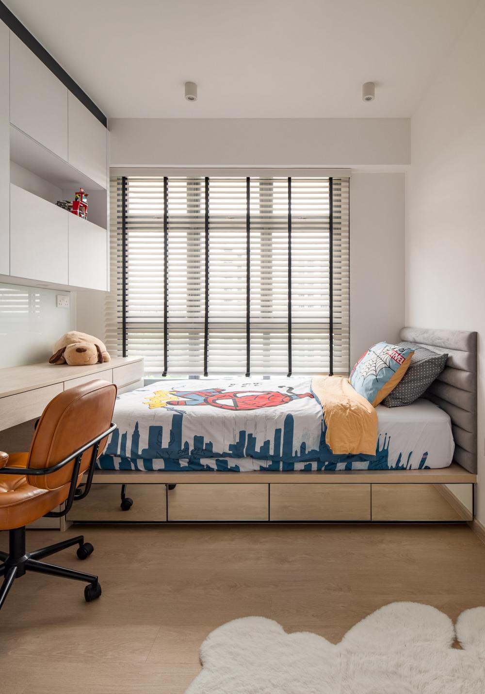 Modern Bedroom with Wardrobe and Built-in Bed