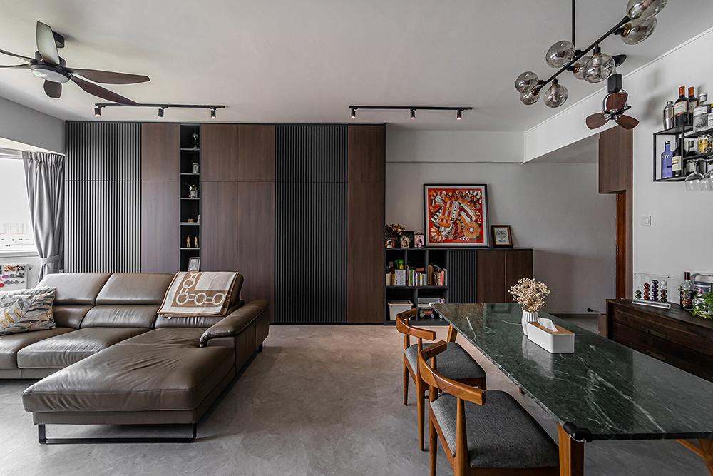 Modern Dining Room with Dining Table and Storage Cabinets